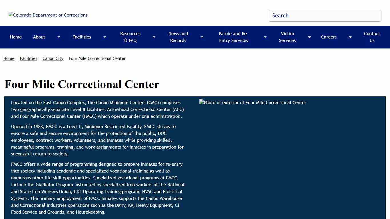 Four Mile Correctional Center Colorado Department of Corrections